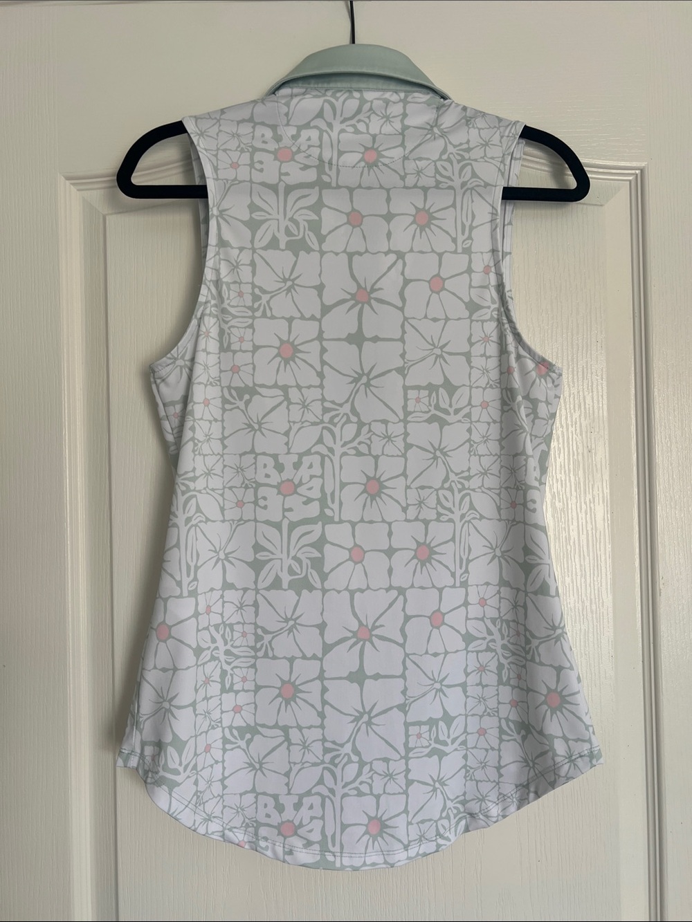 Bad Birdie Womens Sleeveless Golf Polo Green White Floral Peony Print Size M - Picture 4 of 7